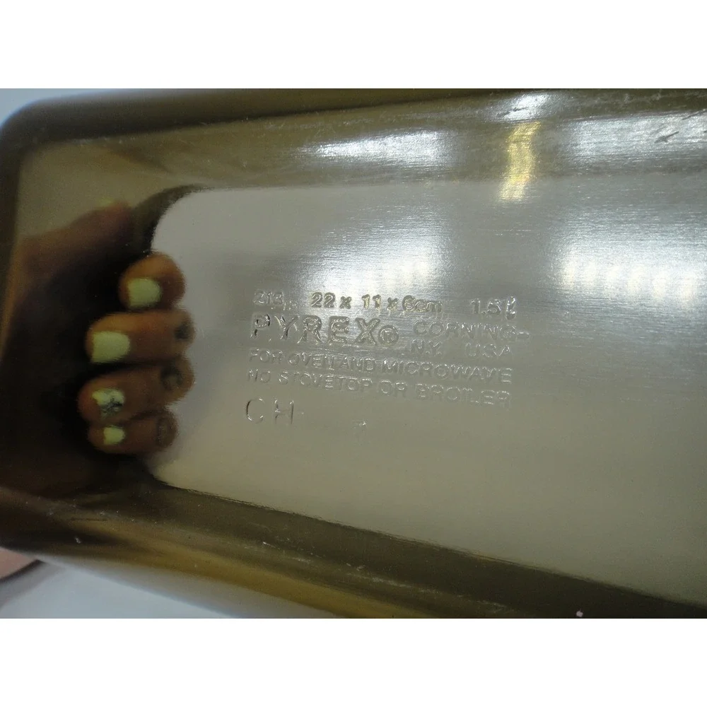 Pyrex Visions Amber Brown Glass Loaf Pan 1.5L Rectangular Baking Dish #213 VTG